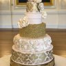 Золотой свадебный торт №129605