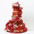Свадебный торт красный с золотом №129714