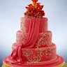 Свадебный торт красный с золотом №129714