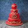 Свадебный торт красный с золотом №129718