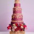 Свадебный торт красный с золотом №129720
