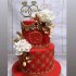Свадебный торт красный с золотом №129721