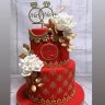Свадебный торт красный с золотом №129723
