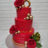 Свадебный торт красный с золотом №129721