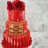 Свадебный торт красный с золотом №129725
