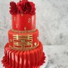 Свадебный торт красный с золотом №129726