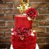 Свадебный торт красный с золотом №129726