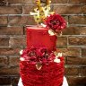 Свадебный торт красный с золотом №129727
