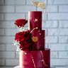 Свадебный торт красный с золотом №129729