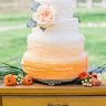 Персиковый свадебный торт №129854