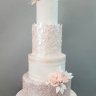 Пудровый свадебный торт №129877