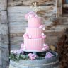 Розово-белый свадебный торт №129892
