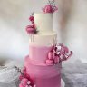 Розово-белый свадебный торт №129895