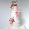 Розово-белый свадебный торт №129894