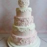 Розово-белый свадебный торт №129898