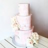 Розово-белый свадебный торт №129901