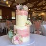 Розово-белый свадебный торт №129900