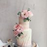 Розово-белый свадебный торт №129906