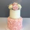 Розово-белый свадебный торт №129905