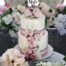 Розово-белый свадебный торт №129907