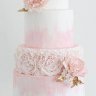Розово-белый свадебный торт №129911