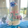 Розово-голубой свадебный торт №129913