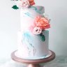 Розово-голубой свадебный торт №129915