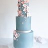 Розово-голубой свадебный торт №129916