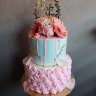 Розово-голубой свадебный торт №129919