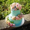 Розово-голубой свадебный торт №129921