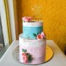 Розово-голубой свадебный торт №129926