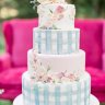 Розово-голубой свадебный торт №129930