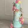 Розово-голубой свадебный торт №129931