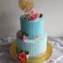 Розово-голубой свадебный торт №129931