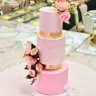 Свадебный торт розовый с золотом №129954