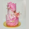 Свадебный торт розовый с золотом №129957