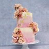 Свадебный торт розовый с золотом №129958