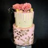 Свадебный торт розовый с золотом №129959