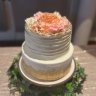 Свадебный торт розовый с золотом №129962