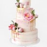 Свадебный торт розовый с золотом №129966
