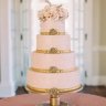 Свадебный торт розовый с золотом №129966