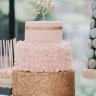Свадебный торт розовый с золотом №129968