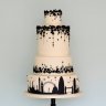 Черно-белый свадебный торт №130120