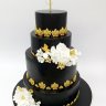 Свадебный торт черный с золотом №130160