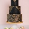 Свадебный торт черный с золотом №130164