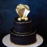 Свадебный торт черный с золотом №130165