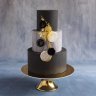 Свадебный торт черный с золотом №130170
