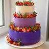 Лиловый свадебный торт №130177