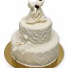 Свадебный торт Лебеди в розах №91837