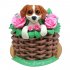 Торт щенок в корзине с цветами №97096
